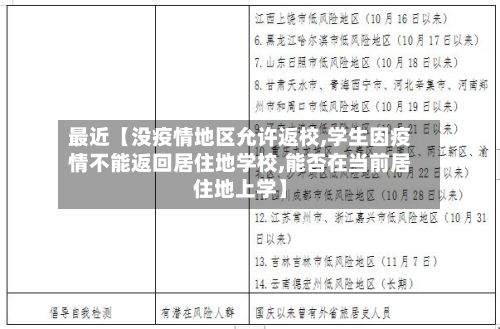 最近【没疫情地区允许返校,学生因疫情不能返回居住地学校,能否在当前居住地上学】
