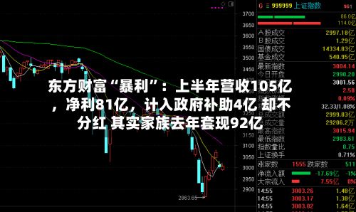 东方财富“暴利”：上半年营收105亿，净利81亿，计入政府补助4亿 却不分红 其实家族去年套现92亿-第1张图片