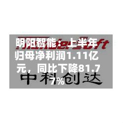 明阳智能：上半年归母净利润1.11亿元，同比下降81.77%