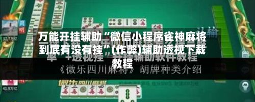 万能开挂辅助“微信小程序雀神麻将到底有没有挂”(作弊)辅助透视下载教程-第2张图片