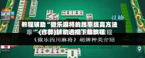 教程辅助“微乐麻将的胜率提高方法”(作弊)辅助透视下载教程-第3张图片