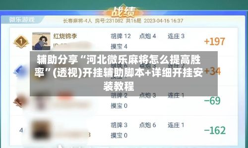 辅助分享“河北微乐麻将怎么提高胜率”(透视)开挂辅助脚本+详细开挂安装教程