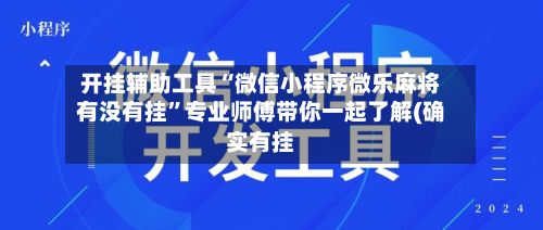 开挂辅助工具“微信小程序微乐麻将有没有挂”专业师傅带你一起了解(确实有挂-第2张图片